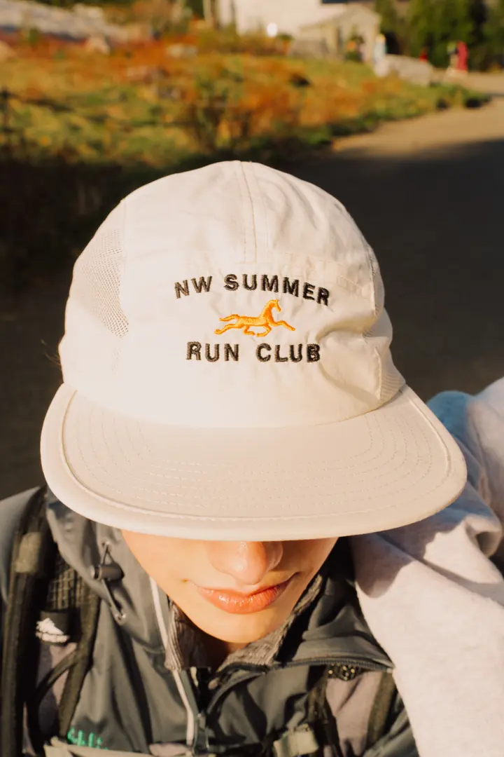 Ecru hat with NW SUMMER RUN CLUB embroidery